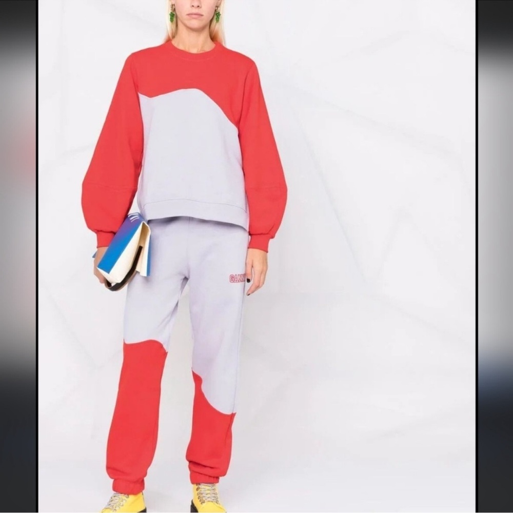 Ganni Red and Purple Fleece Sweatshirt